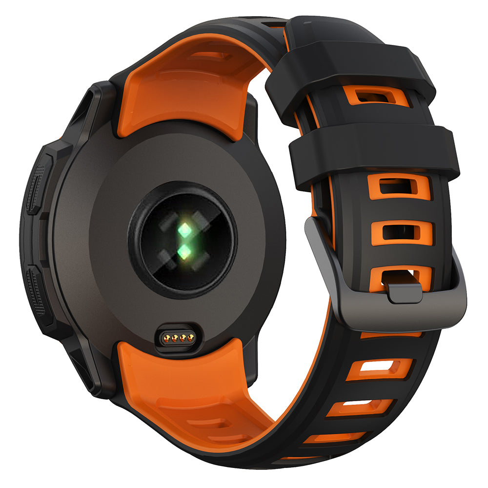 For Garmin Instinct 2X Silicone Watch Straps Dual Color Wrist Band - Orange+Black For Garmin Instinct 2X Silicone Watch Straps Dual Color Wrist Band - Orange+Black
